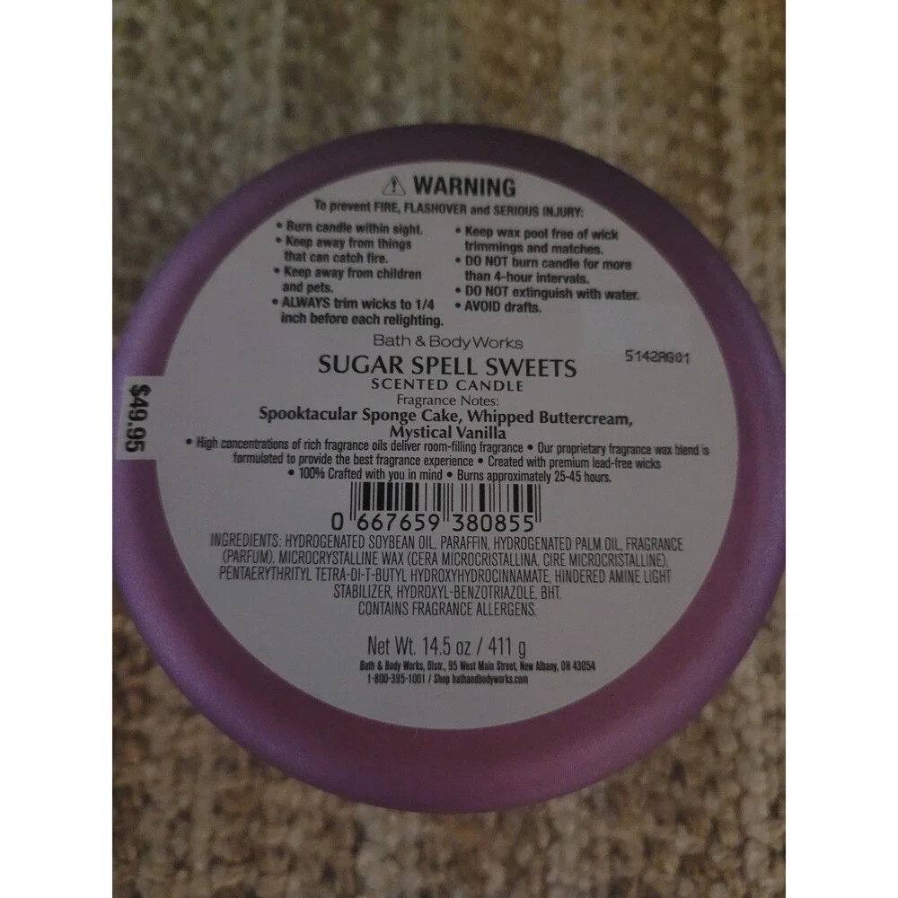 Sugar Spell Sweets - Bath and Body Works 3-wick Globe lid candle